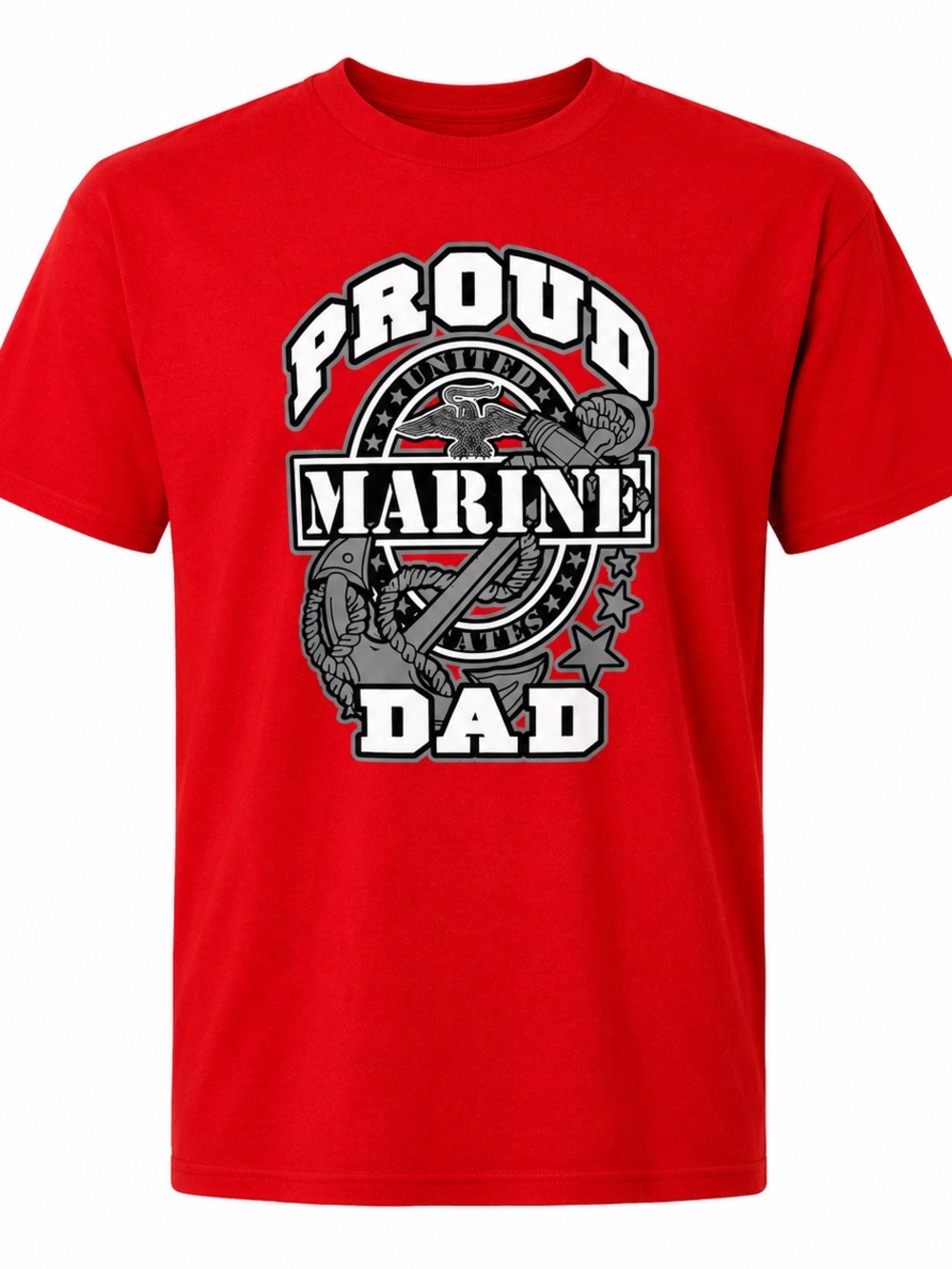 Proud Marine Dad T-Shirt Men’s XL Red Graphic Tee Patriotic Military USA